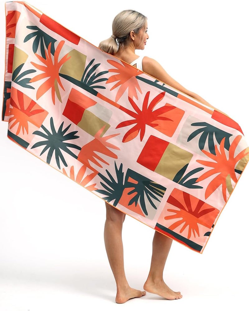 Eunzel Microfiber Beach Towel, Quick Dry Travel Towel Large Sand Free Towel for Beach, Camping, Swim Pool, Gym, Sports& Yoga 71"x32", Retro Tropics - Image 3